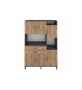 Hyperion Gardrop 9 Raflı 2 Çekmeceli 6 Kapaklı 132x44x195 Antrasit-Çam