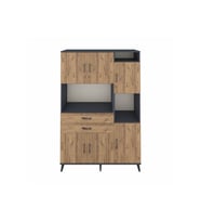 Hyperion Gardrop 9 Raflı 2 Çekmeceli 6 Kapaklı 132x44x195 Antrasit-Çam