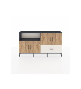 Arges Konsol 4 Raflı Tek Çekmeceli 4 Kapaklı 176x30x99 Antrasit-Çam/Aytaşı