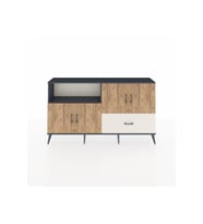 Arges Konsol 4 Raflı Tek Çekmeceli 4 Kapaklı 176x30x99 Antrasit-Çam/Aytaşı