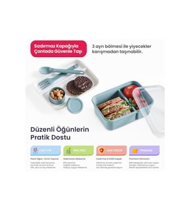 Hobby Life Lunch To Go 3 Bölmeli Beslenme Kabı – Sosluklu, Sızdırmaz Kapak,