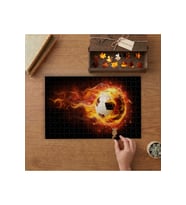 Alevli Futbol Topu Tasarımı 240 parça Ahşap Puzzle Ahşap Kutuda MP04266