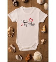 I Love My Mom Organik 1 Baskılı Bebek Body %100 Pamuklu zıbın