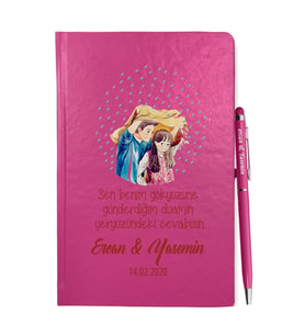 Sevgililer Gününe Özel Pembe Defter Kalem & Hediye Seti 26
