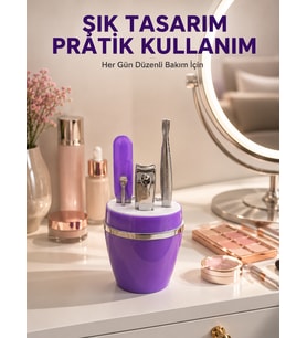 Mor Manikür Pedikür Seti Taşınabilir Kişisel Bakım Kiti