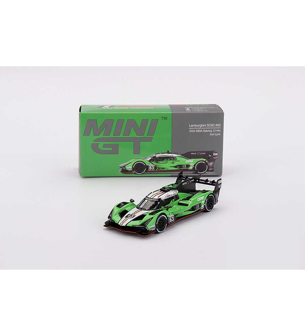 Mini GT 1/64 816 Lamborghini SC63 #63 Iron lynx 2024 IMSA Sebring