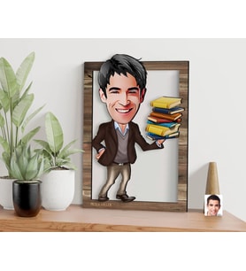 BK Gift Kişiye Özel Erkek Öğretmen Karikatürlü 3D Ahşap Tablo, Sevgiliye Hediye, Arkadaşa Hediye, Yıl Dönümü Hediyesi, Doğum Günü Hediyesi-1