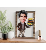BK Gift Kişiye Özel Erkek Öğretmen Karikatürlü 3D Ahşap Tablo, Sevgiliye Hediye, Arkadaşa Hediye, Yıl Dönümü Hediyesi, Doğum Günü Hediyesi-1