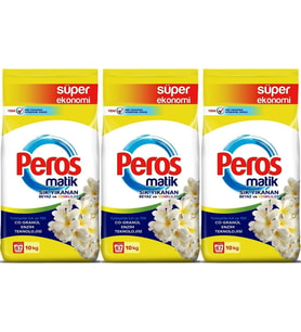 Peros Matik Toz Çamaşır Deterjanı 30KG Yasemin Çiçeği (Beyaz ve Renkliler) (201 Yıkama) (3PK*10KG)