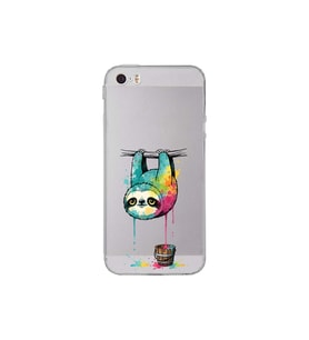 Iphone 5 ile Uyumlu Splash Tembel Hayvan Tasarımlı Şeffaf Silikon Kılıf