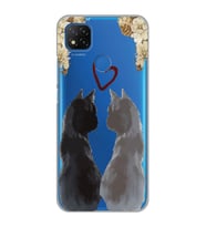Xiaomi Redmi 9C / 10A Uyumlu Kedi Çiftler Tasarımlı Şeffaf Telefon Kılıfı