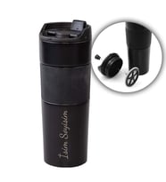 Kişiye Özel French Press Özellikli 450ml Çelik Termos (Siyah)