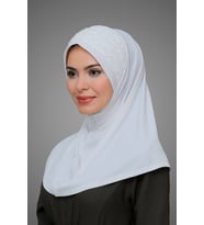 Krem Pratik Hazır Geçmeli Tesettür Eşarp Sandy Kumaş İşlemeli İncili Taşlı 1605_40