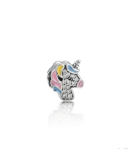 Kadın Taşlı Rengarenk Unicorn Gümüş Charm