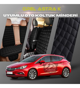 Opel Astra K Siyah Renk Tay Tüyü Cepli & Terletmez Sırtlı Oto Koltuk Minder Seti - Koltuk Koruma Kılıfı (ÖN & ARKA TAM SET)