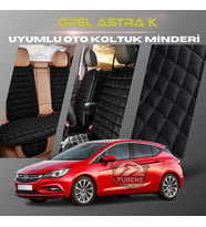 Opel Astra K Siyah Renk Tay Tüyü Cepli & Terletmez Sırtlı Oto Koltuk Minder Seti - Koltuk Koruma Kılıfı (ÖN & ARKA TAM SET)