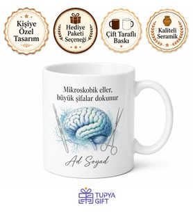 Beyin Cerrahı Temalı Kupa Bardak Mikroskobik Eller Şifa Hediye Porselen Mug