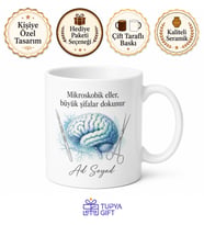 Beyin Cerrahı Temalı Kupa Bardak Mikroskobik Eller Şifa Hediye Porselen Mug