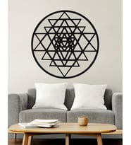 DEKOR TRENİ Yuvarlak Sri Yantra Dekoratif Ahşap Duvar dekoru
