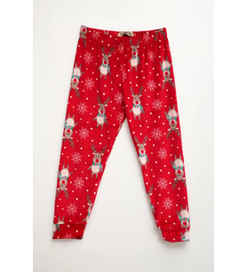 Erkek Çocuk Yumuşak Kadife Dokulu Kırmızı Pijama Altı