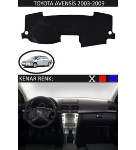 Toyota Avensis 2003-2009 Için Uygun Torpido Koruma Halısı Siyah Kenar Renk Siyah