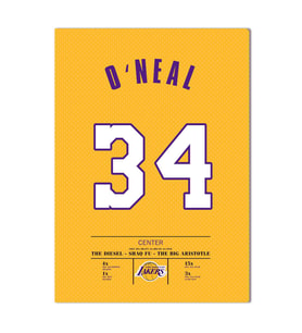 Shaquille O'Neal Forma Kanvas Tablo 40x55cm NBA Los Angeles Lakers Jersey