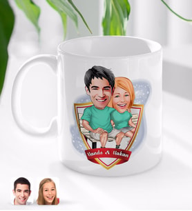 BK Gift Kişiye Özel İsimli Sevgililer Karikatürlü Beyaz Kupa Bardak-55