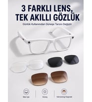 Lexroo Yapay Zeka Destekli Akıllı Gözlük Kameralı Bluetooth Kulaklıklı Değiştirilebilir 3 Lensli