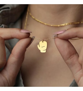 Kişiye Özel Boks Eldiveni İsim Kolye 925K Gümüş (Gold)