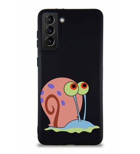Samsung Galaxy S21 Plus Soft Premier Kapak Salyangoz Gary Tasarımlı Silikon Kılıf - Siyah (Şeffaf)