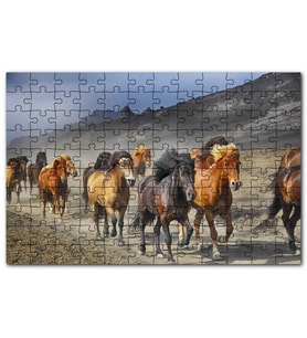Cakapuzzle Tozlu Yolda Koşan Vahşi Atlar Puzzle Yapboz MDF (Ahşap) (120 Parça)