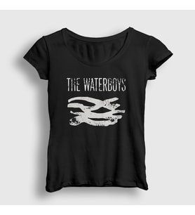 Presmono Kadın Siyah Logo Rock The Waterboys T-Shirt 528443tt