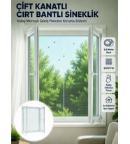 Çift Kanatlı Cırt Bantlı Pencere Sinekliği Kolay Montajlı Beyaz File