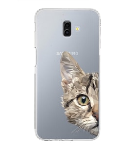 Samsung Galaxy J6 Plus Uyumlu Kamera Korumalı Kapak Catface Tasarımlı  Şeffaf Silikon Kılıf