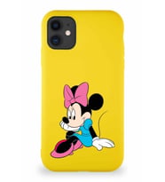 Apple iPhone 11 Soft Premier Kapak Minnie Mouse-E Tasarımlı Silikon Kılıf - Sarı (Şeffaf)