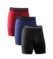 Ghassy Co. Erkek Pamuklu Likralı Spor Boxer 3'lü Set Yumuşak Dokulu ve Rahat Kemerli (Çok Renkli)
