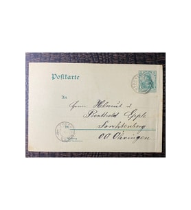 ALMANYA REİCH DÖNEMİNE AİT 1903 Yılında postadan geçmiş Posta Kartı Damgalı Kendinden Pullu 5 Pfen
