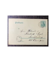 ALMANYA REİCH DÖNEMİNE AİT 1903 Yılında postadan geçmiş Posta Kartı Damgalı Kendinden Pullu 5 Pfen