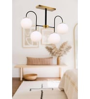 TT010-4 ESK TT Aydınlatma Eskitme Rengi Kaplama 4 lü Beyaz Camlı Lüks Avize