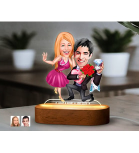 BK Gift Kişiye Özel Sevgili Karikatürlü Dekoratif 3D Biblo LED Işıklı Gece Lambası-9, Sevgiliye Hediye, Yıl Dönümü Hediyesi