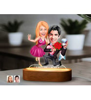 BK Gift Kişiye Özel Sevgili Karikatürlü Dekoratif 3D Biblo LED Işıklı Gece Lambası-9, Sevgiliye Hediye, Yıl Dönümü Hediyesi
