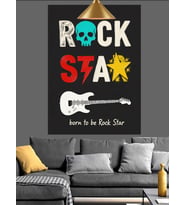 Rock yıldızı gitar posteri Dekoratif Kanvas - Mdf Ahşap Tablo