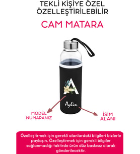 Kişiye Özel Kılıflı Cam Matara , Özelleştirilebilir Tekli Kılıflı Cam Matara 470 ML Borosilikat