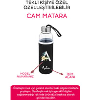 Kişiye Özel Kılıflı Cam Matara , Özelleştirilebilir Tekli Kılıflı Cam Matara 470 ML Borosilikat