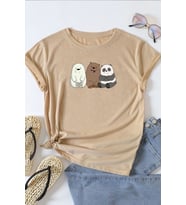Unisex Kafadar Ayılar Tasarım Tshirt (Bej)