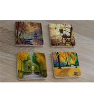 Sonbahar Manzaraları Doğal Taş Bardak Altlığı 4'lü set - Natural Stone Coasters