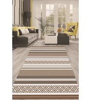 Dijital Kaymaz Taban Yıkanabilir Modern Renkli Salon Halısı Mutfak Halısı Yolluk ND-HT-1391 (Kahverengi)