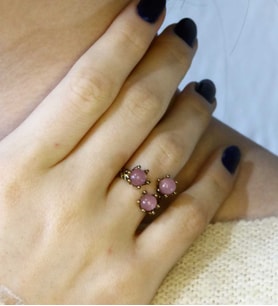 Doğal Taş Pembe Kuvars 3'lü Doğal Taşlı Antik Model Kadın Ayarlanabillir Yüzük euy88pk