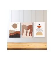 3'lü Set Kanvas Tablo Minimalist Ağaç ve Filler Oturma Odası Tablosu Kanvas Tablo