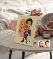 BK Gift Kişiye Özel Sevgililer Karikatürlü Dekoratif Ahşap Çerçeve Model 3